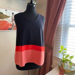 Pink, orange & navy racer back blouse